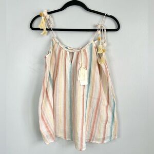 NWT! MES DEMOISELLES Size 36 • Sleeveless Stripe Cotton Blouse Top French Boho.